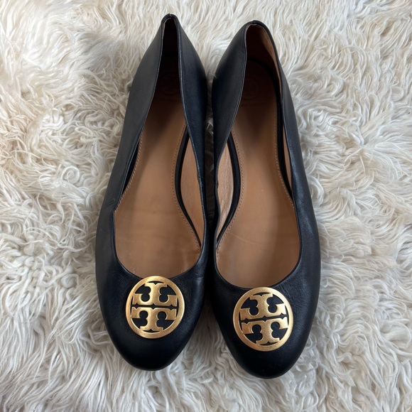 Tory Burch Benton Ballet Flats Black Nappa Leather - Picture 1 of 9